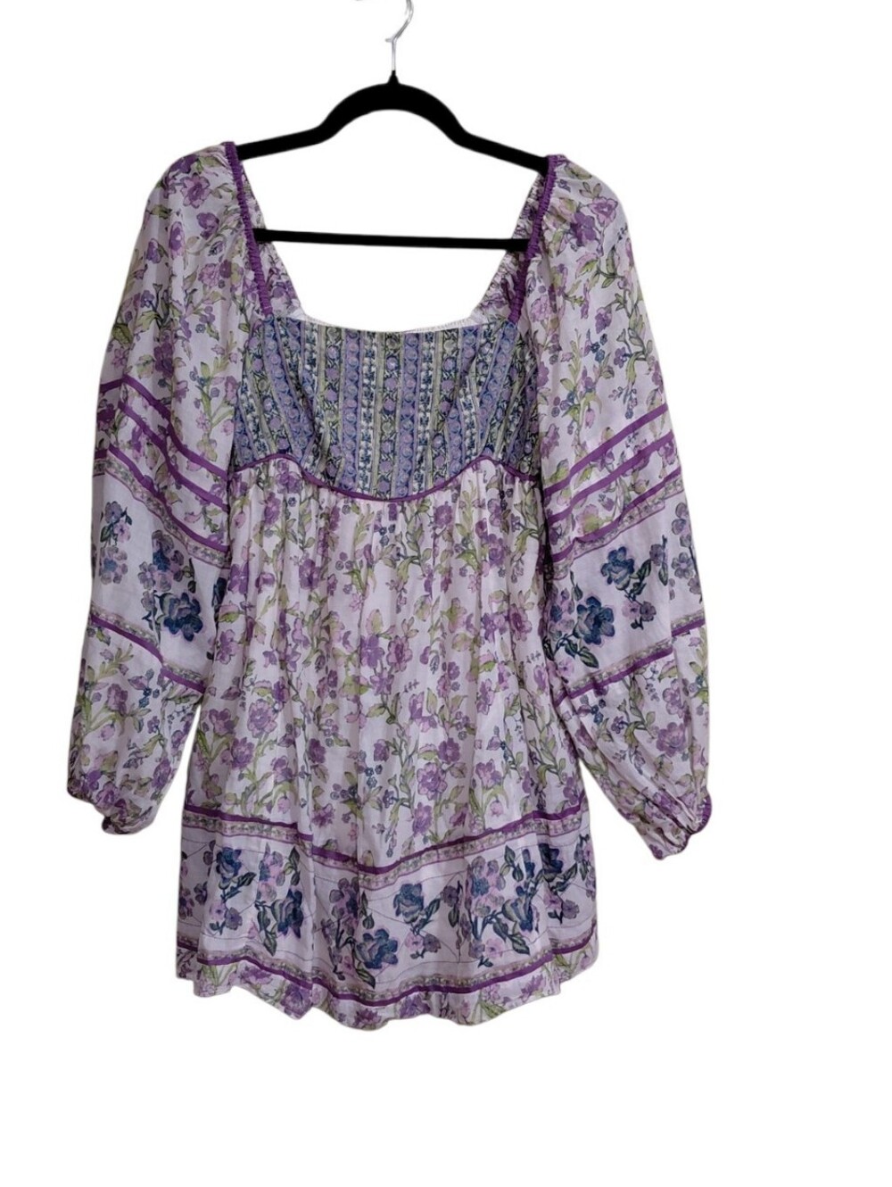 Free People Lavender Floral Peasant Mini Dress